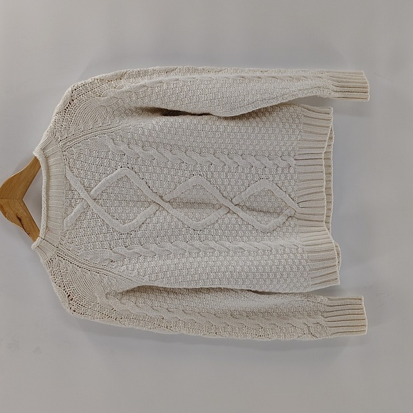 J. Crew chunky off white sweater size large long sleeve w embellishments - Picture 6 of 6